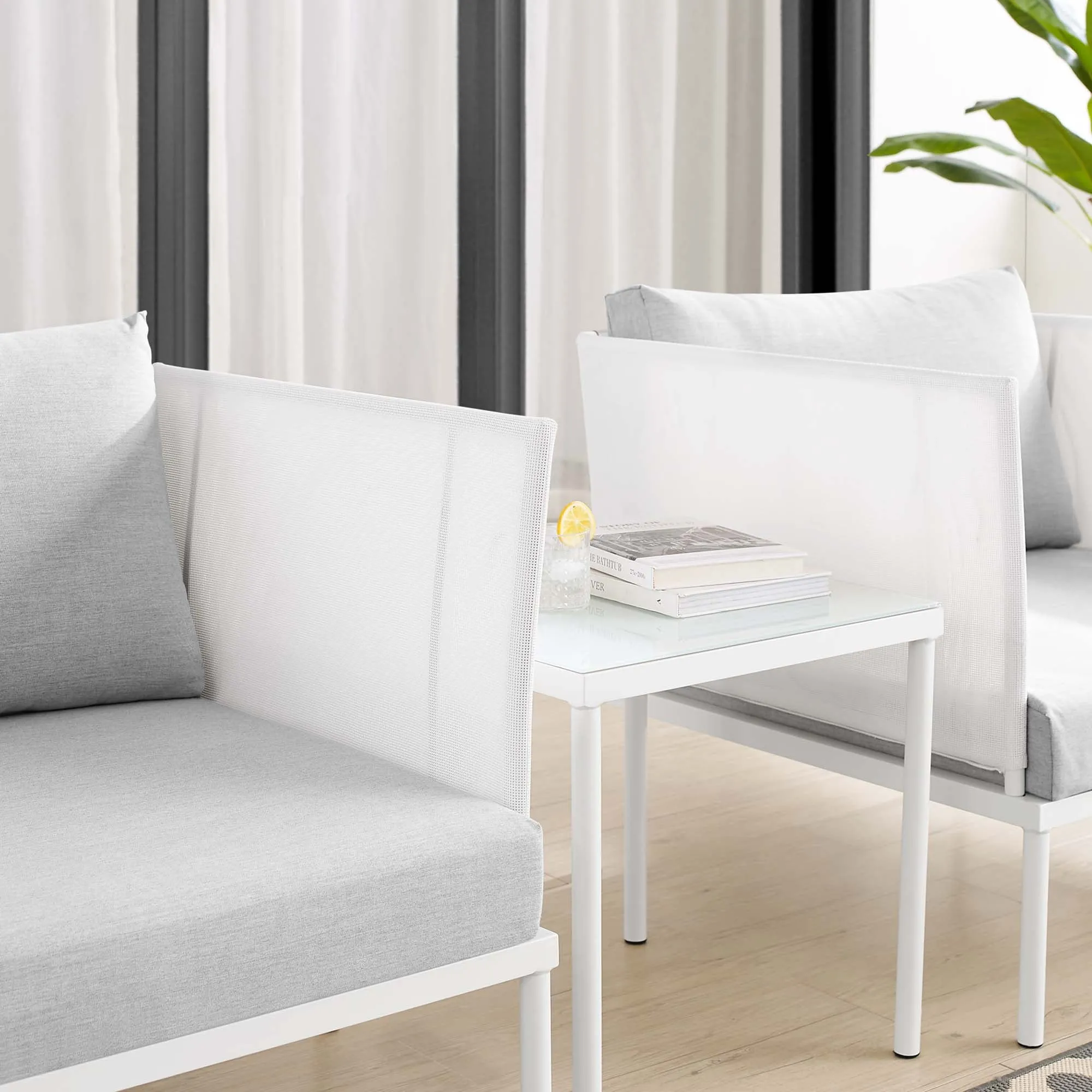 Harmony 3-Piece  Sunbrella® Outdoor Patio Aluminum Seating Set by Modway