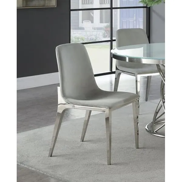 Irene Upholstered Side Chairs Light Grey and Chrome