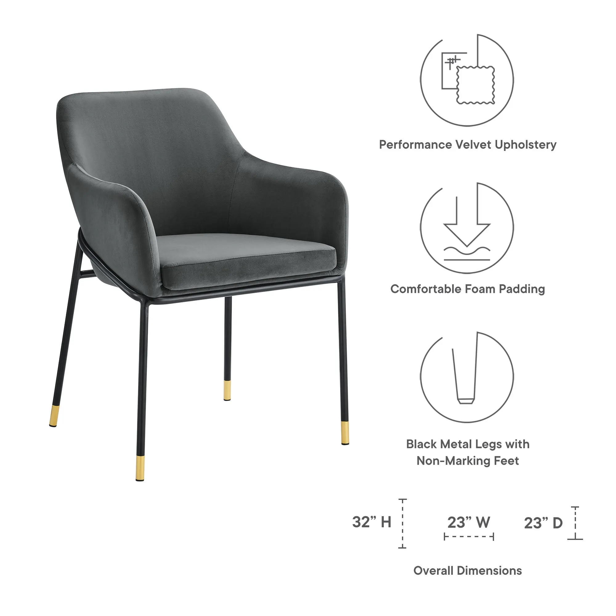 Jovi Performance Velvet Dining Armchair Set of 2 by Modway