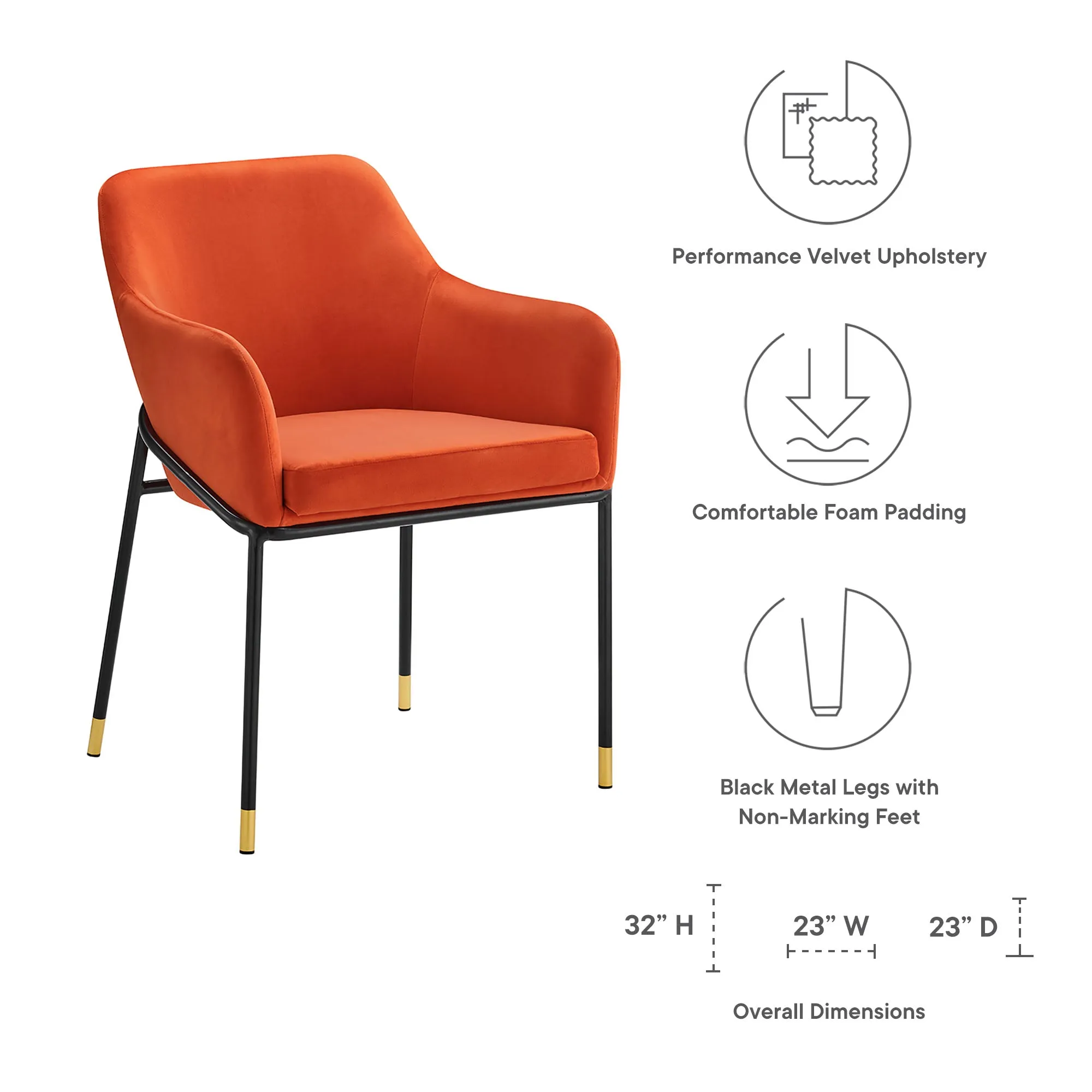 Jovi Performance Velvet Dining Armchair Set of 2 by Modway