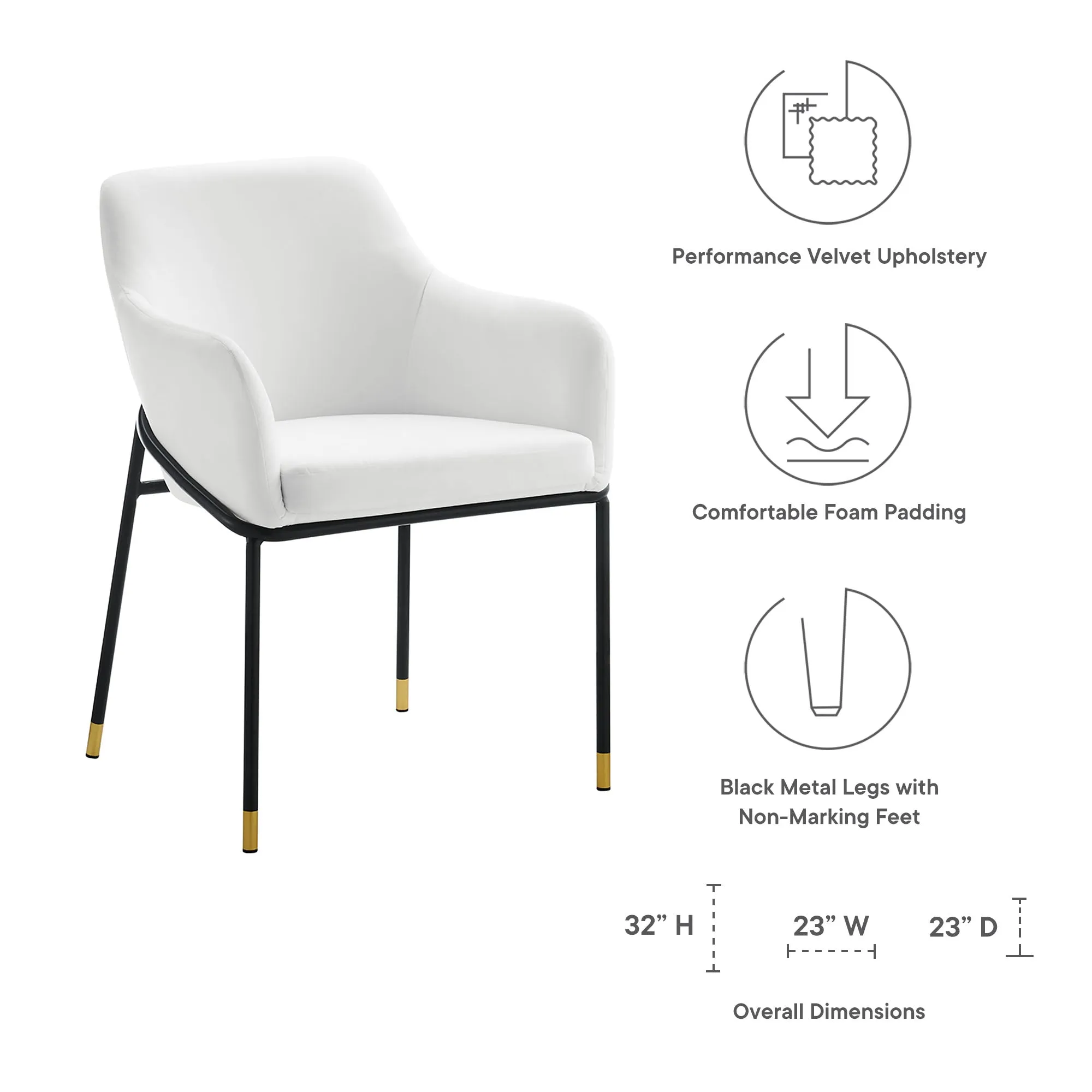 Jovi Performance Velvet Dining Armchair Set of 2 by Modway