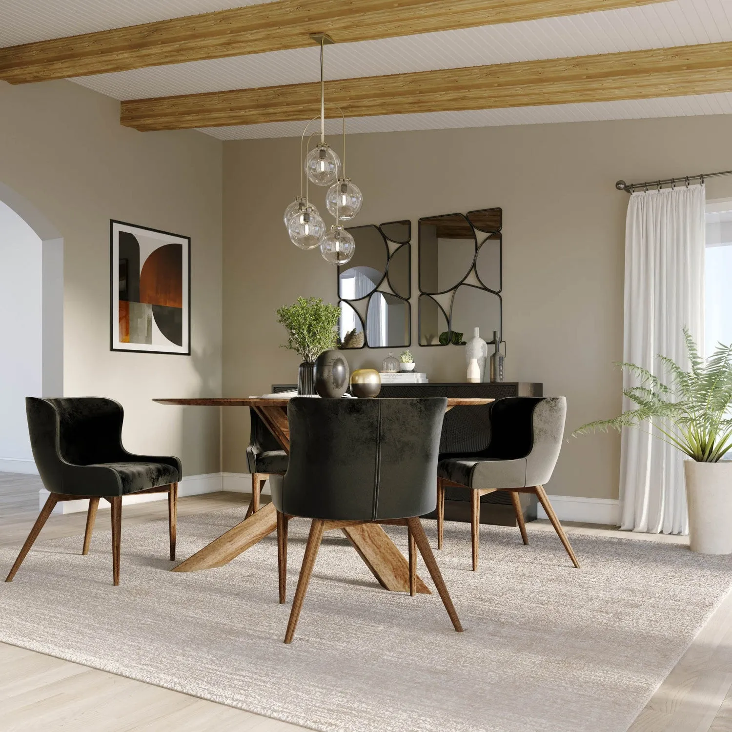 Lunvik Dining Chair - Black Velvet - Set of Two