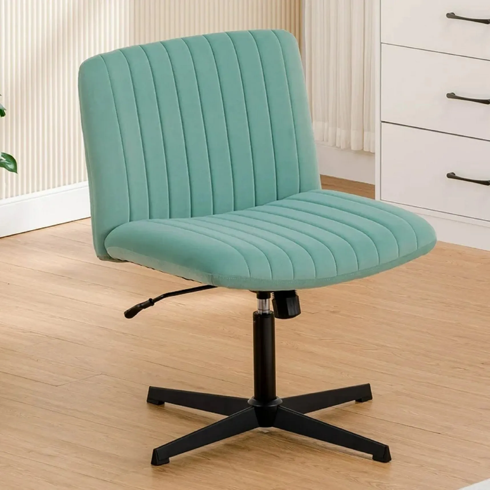 Mainstays CHW-316-Green Oversized Wide Seat Channel Upholstered Office Criss-Cross Chair, Velvet Green Sage