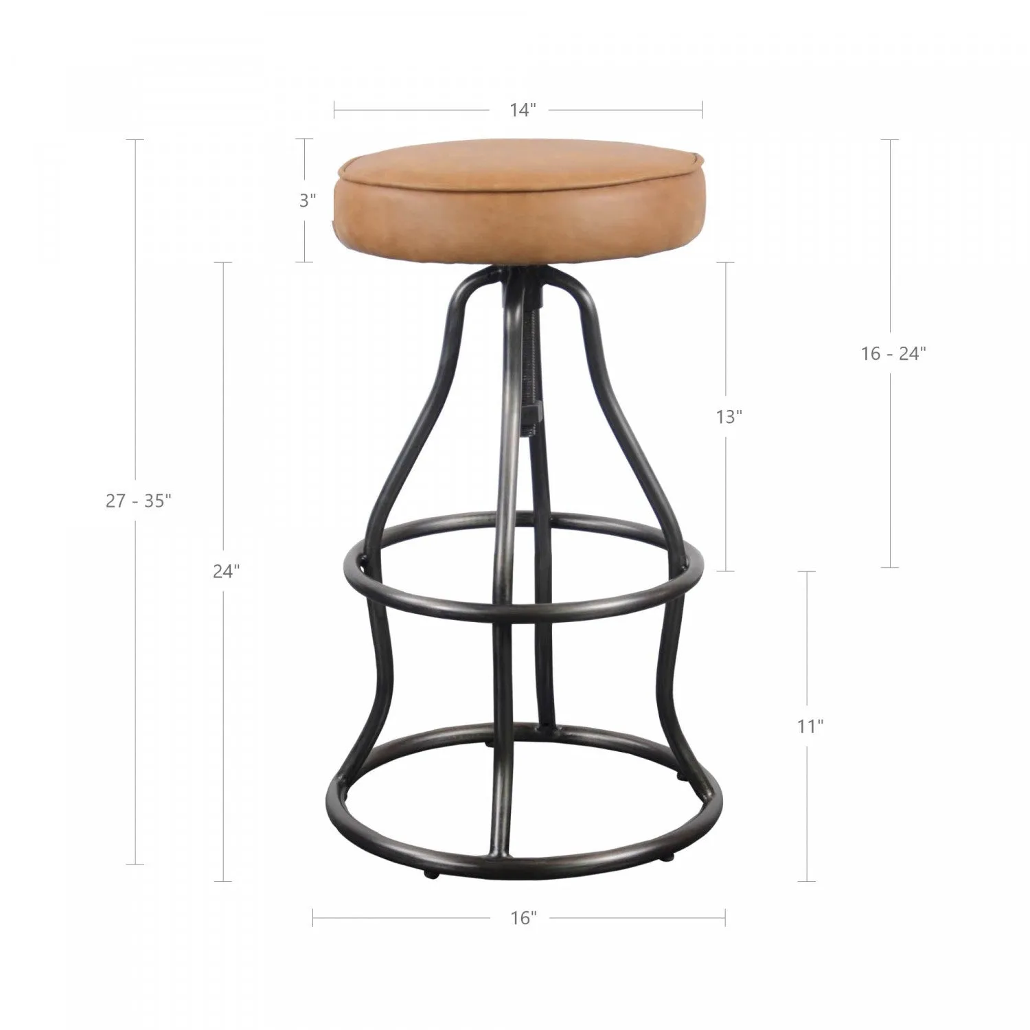 Maloe Leather Bar Stool - Cognac