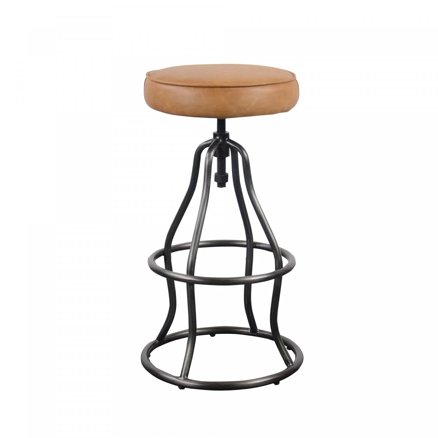 Maloe Leather Bar Stool - Cognac