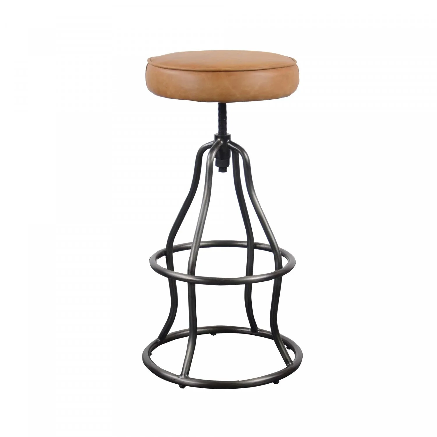Maloe Leather Bar Stool - Cognac