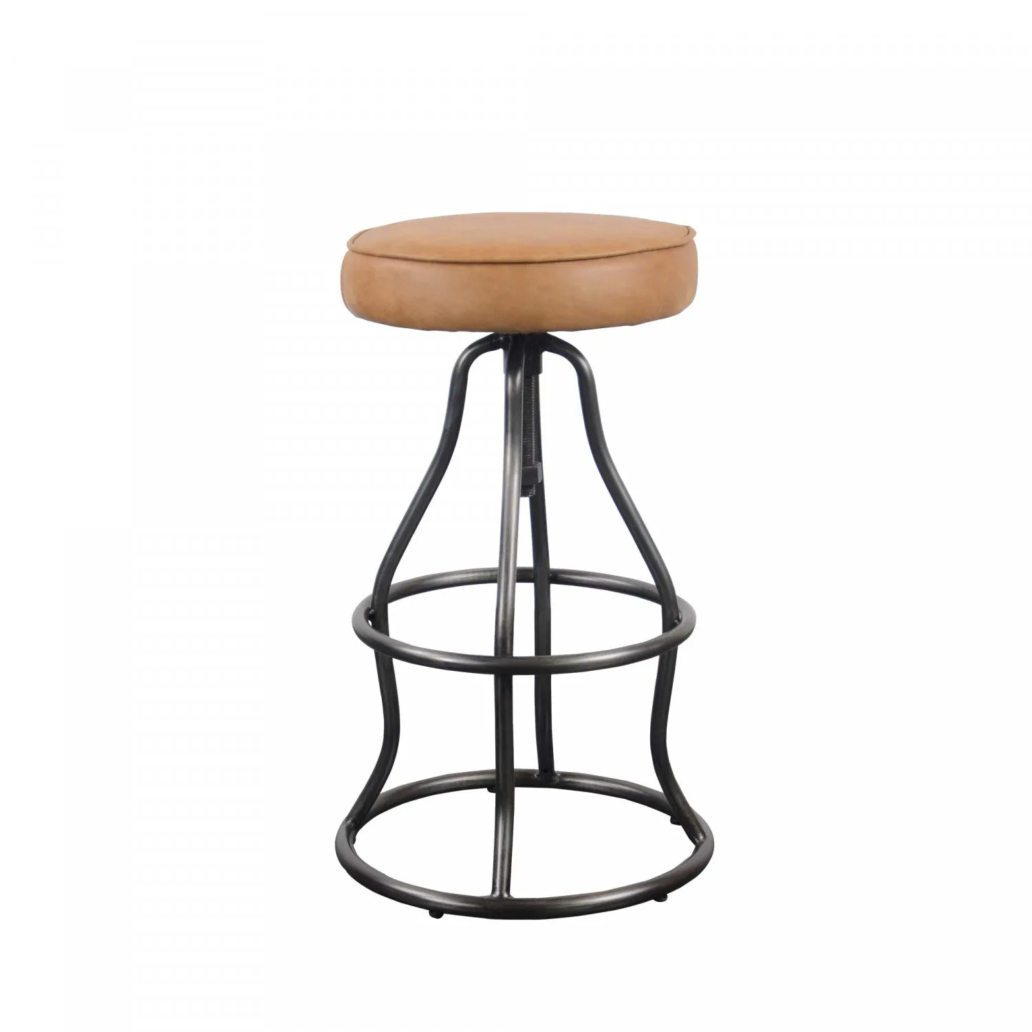 Maloe Leather Bar Stool - Cognac