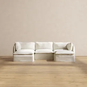 Modular Performance 3-Seater U-Sectional in Eggshell | Relaxed Blend