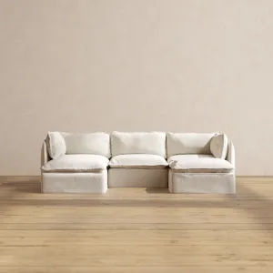 Modular Performance 3-Seater U-Sectional in Flour | Relaxed Blend