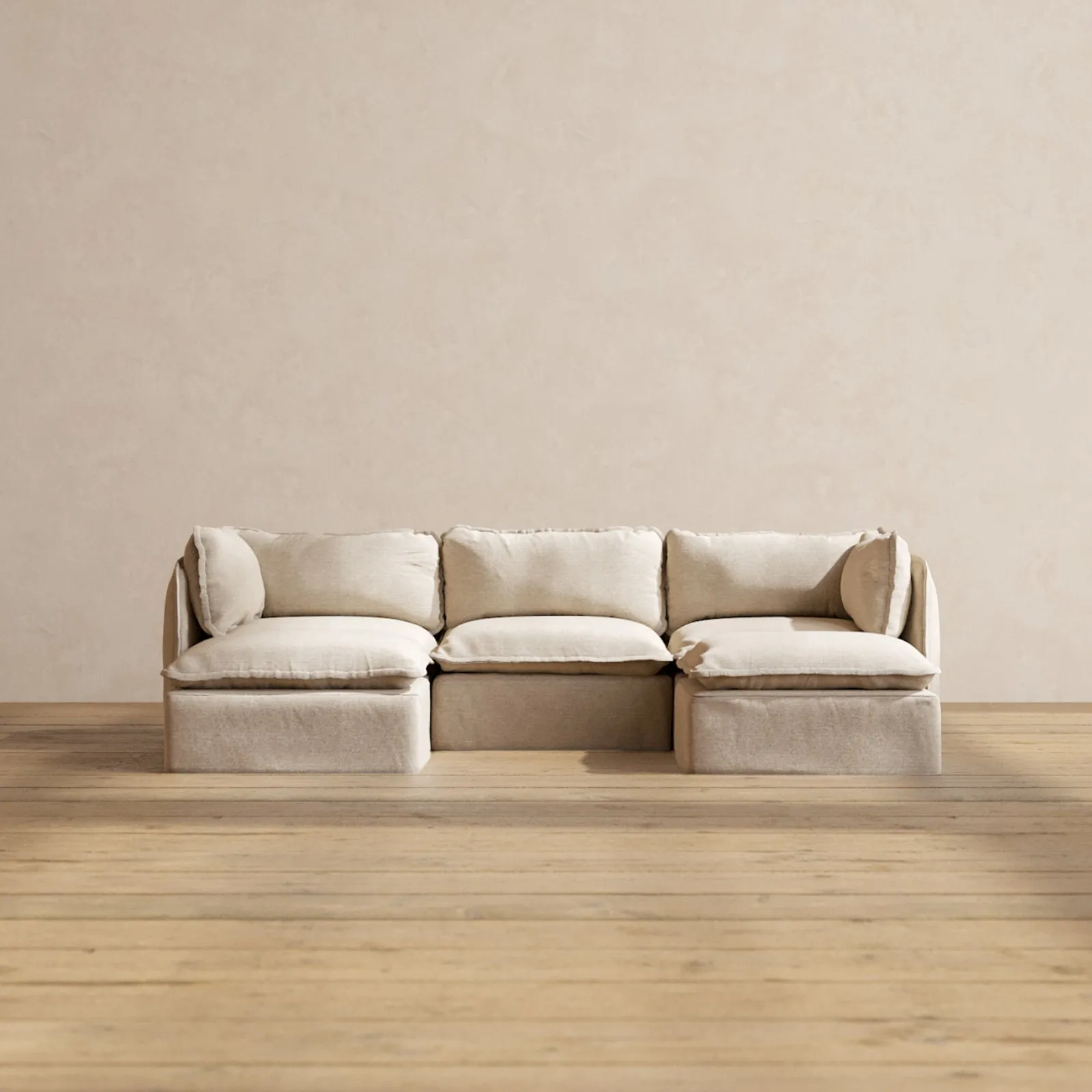Modular Performance 3-Seater U-Sectional in Oat | Relaxed Blend