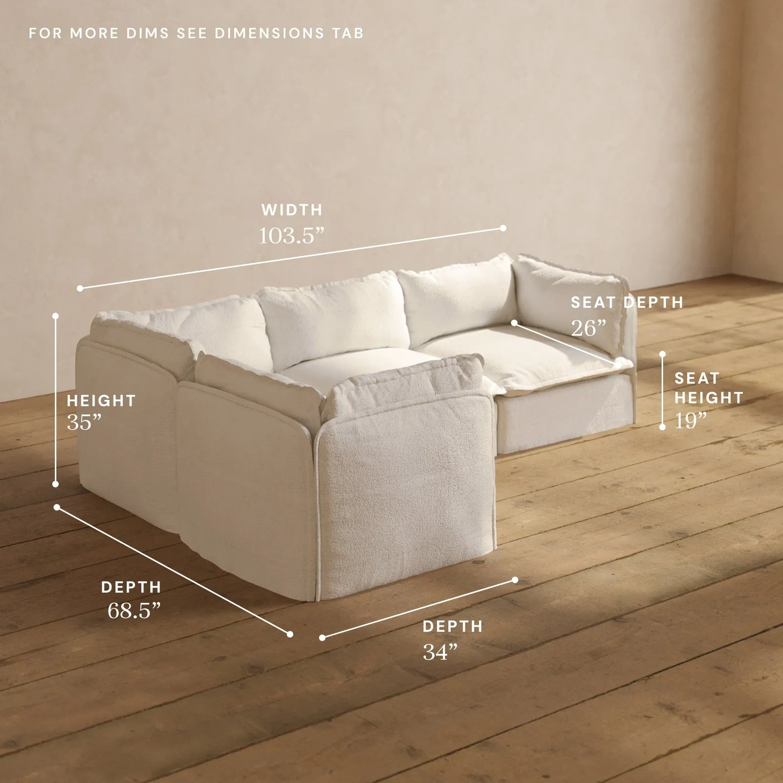 Modular Performance 4-Seater Corner Sectional in Mousse | Relaxed Blend