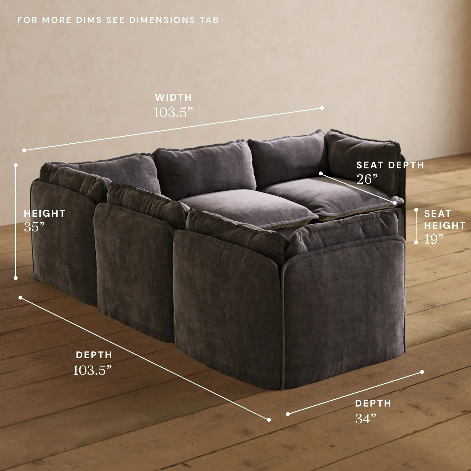 Modular Performance 5-Seater Corner Sectional in Cinder | Deluxe Blend