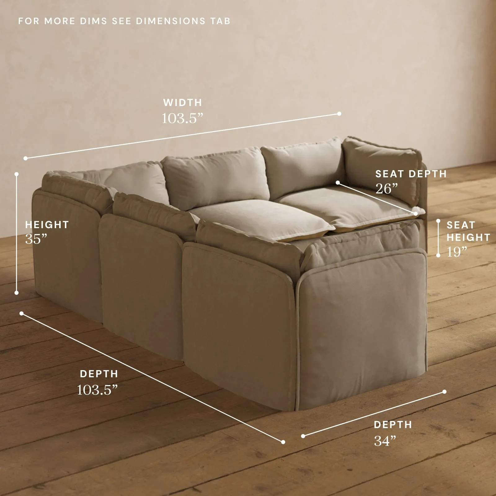 Modular Performance 5-Seater Corner Sectional in Dune | Deluxe Blend