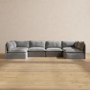 Modular Performance 6-Seater Open-Ends U-Sectional in Ash | Deluxe Blend