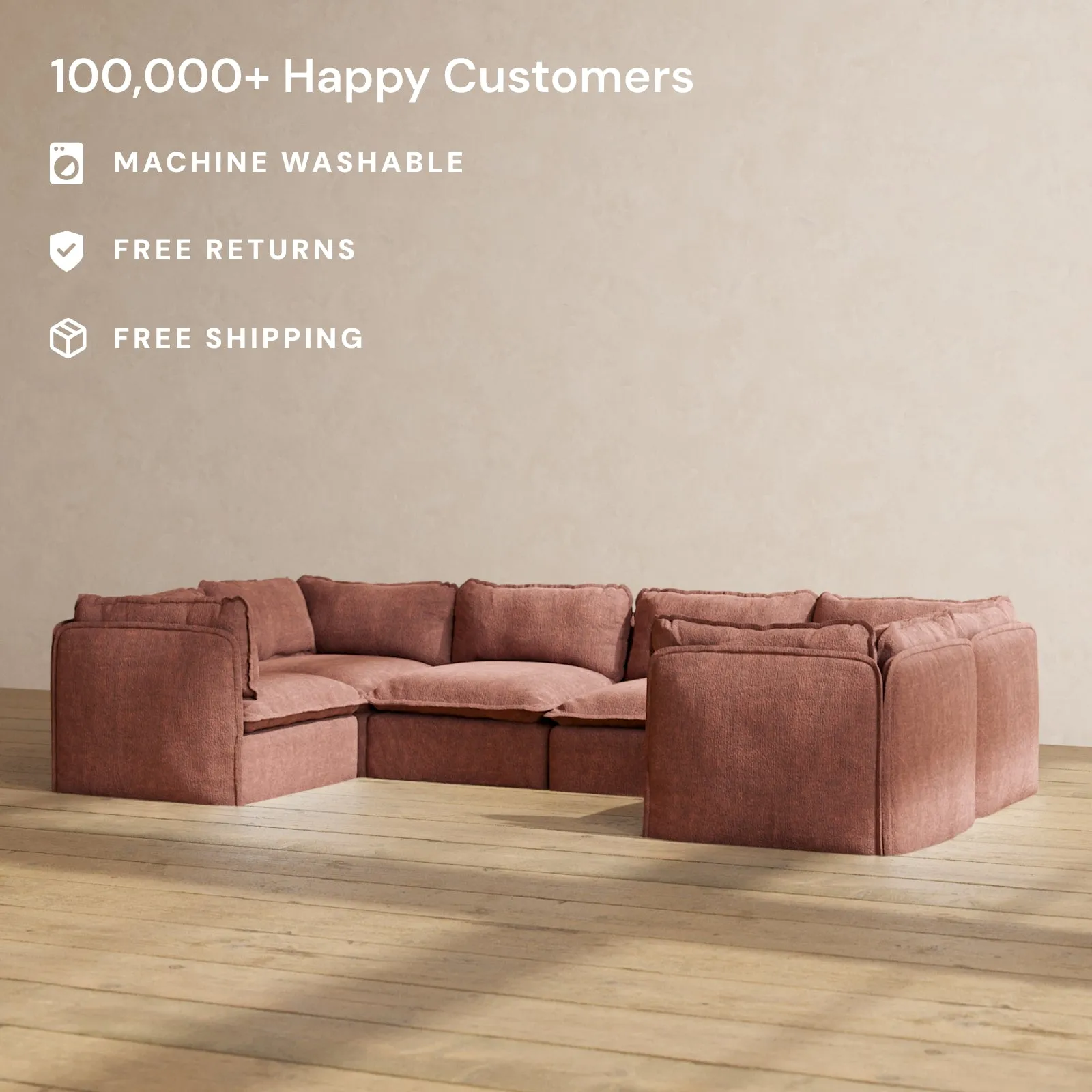 Modular Performance 6-Seater U-Sectional in Chestnut | Deluxe Blend