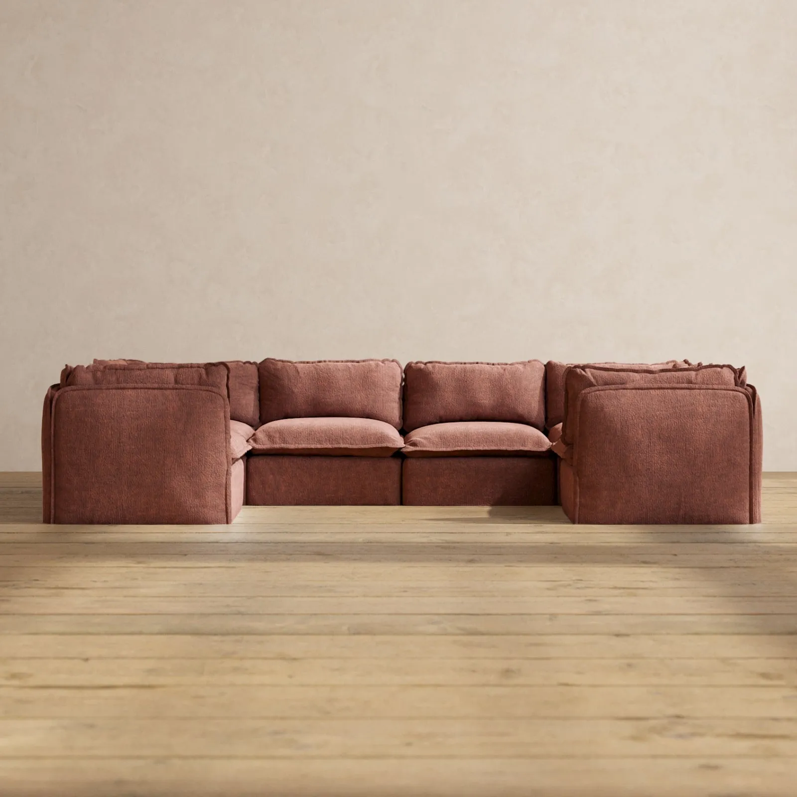Modular Performance 6-Seater U-Sectional in Chestnut | Deluxe Blend