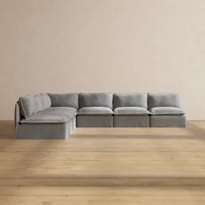 Modular Performance 7-Seater Open-Ends Corner Sectional in Ash | Relaxed Blend