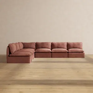 Modular Performance 7-Seater Open-Ends Corner Sectional in Chestnut | Deluxe Blend