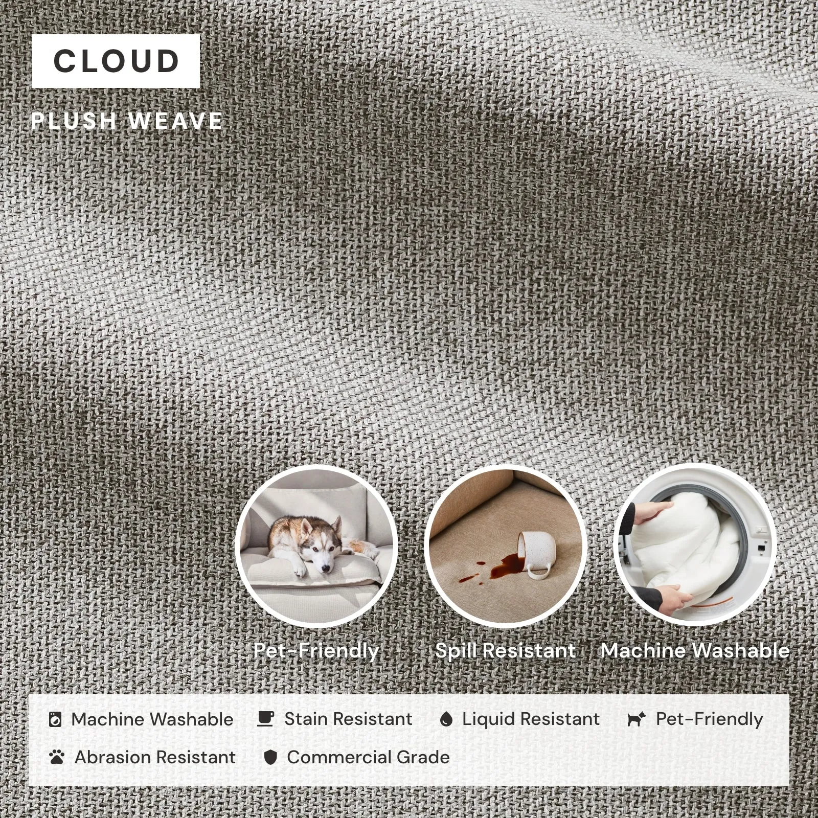 Modular Performance 8-Seater Open-Ends U-Sectional in Cloud | Deluxe Blend