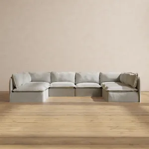 Modular Performance 8-Seater Open-Ends U-Sectional in Cloud | Deluxe Blend