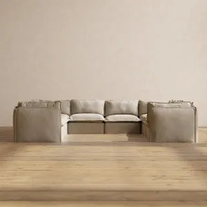 Modular Performance 8-Seater U-Sectional in Dune | Deluxe Blend