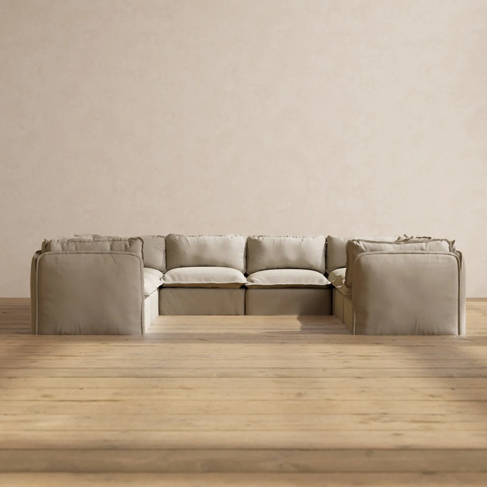 Modular Performance 8-Seater U-Sectional in Dune | Deluxe Blend