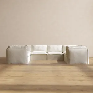 Modular Performance 8-Seater U-Sectional in Eggshell | Deluxe Blend