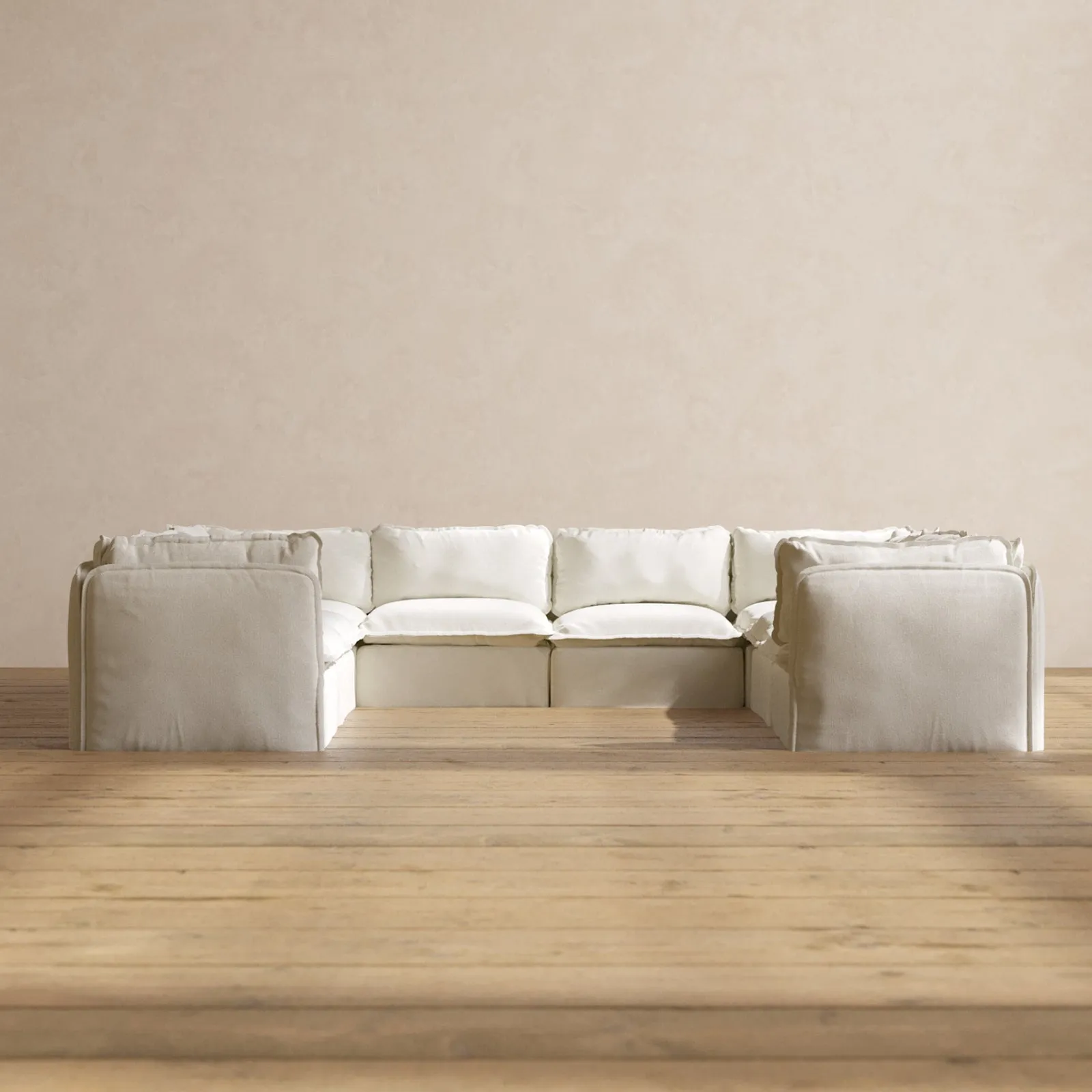 Modular Performance 8-Seater U-Sectional in Eggshell | Deluxe Blend