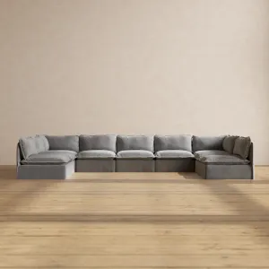 Modular Performance 9-Seater Open-Ends U-Sectional in Ash | Relaxed Blend