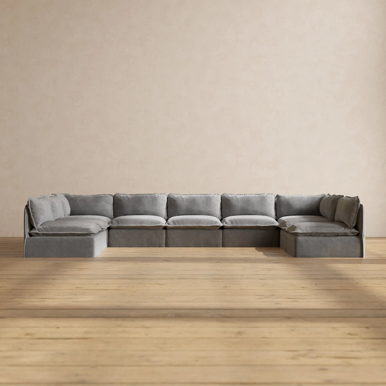 Modular Performance 9-Seater Open-Ends U-Sectional in Ash | Relaxed Blend