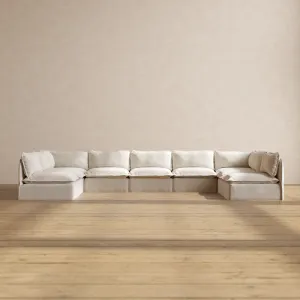 Modular Performance 9-Seater Open-Ends U-Sectional in Flour | Deluxe Blend