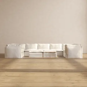 Modular Performance 9-Seater U-Sectional   Bench Ottoman in Mousse | Deluxe Blend