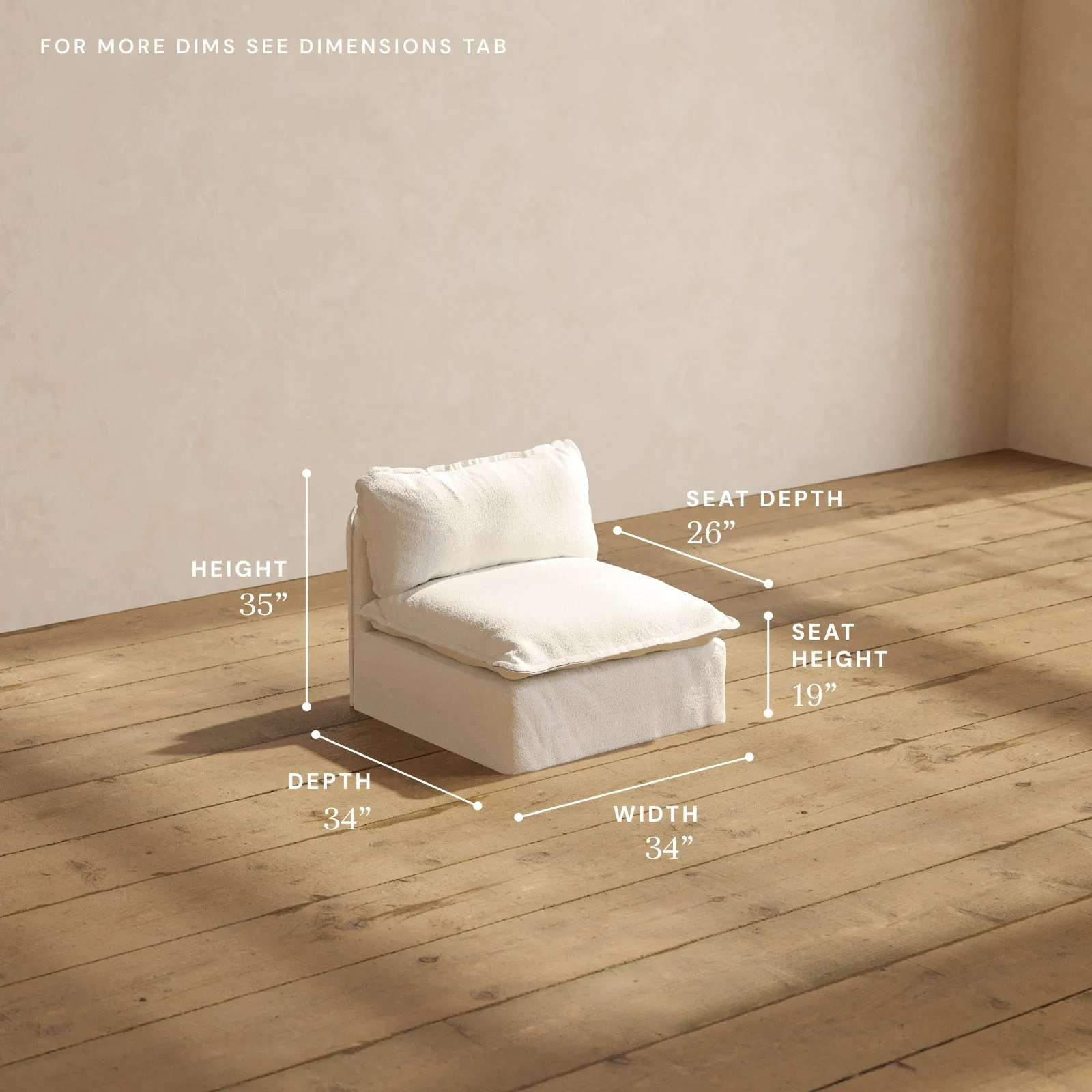Modular Performance Armless Chair in Mousse | Deluxe Blend