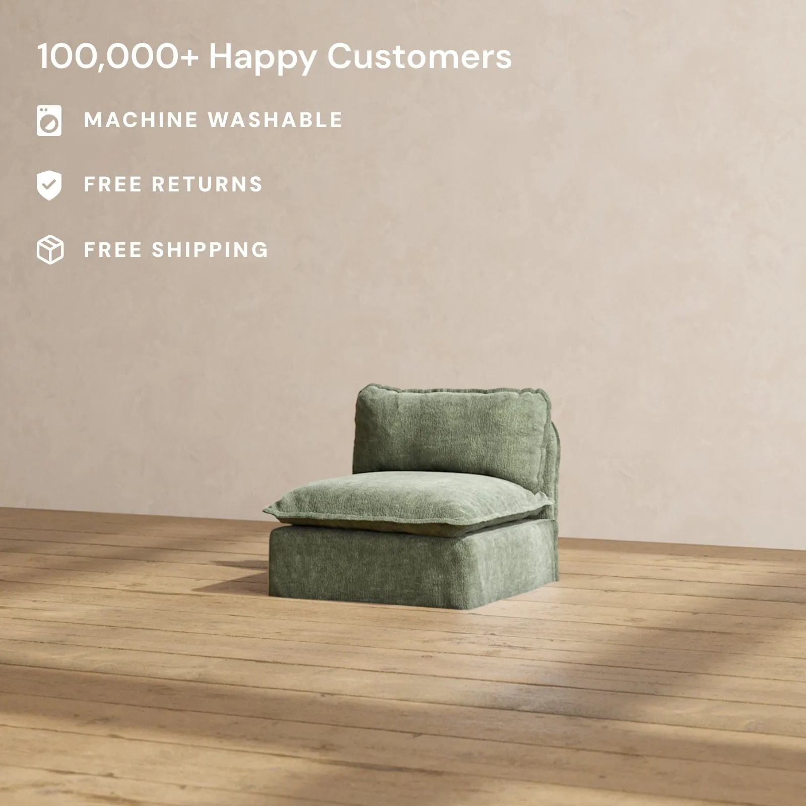 Modular Performance Armless Chair in Willow | Deluxe Blend