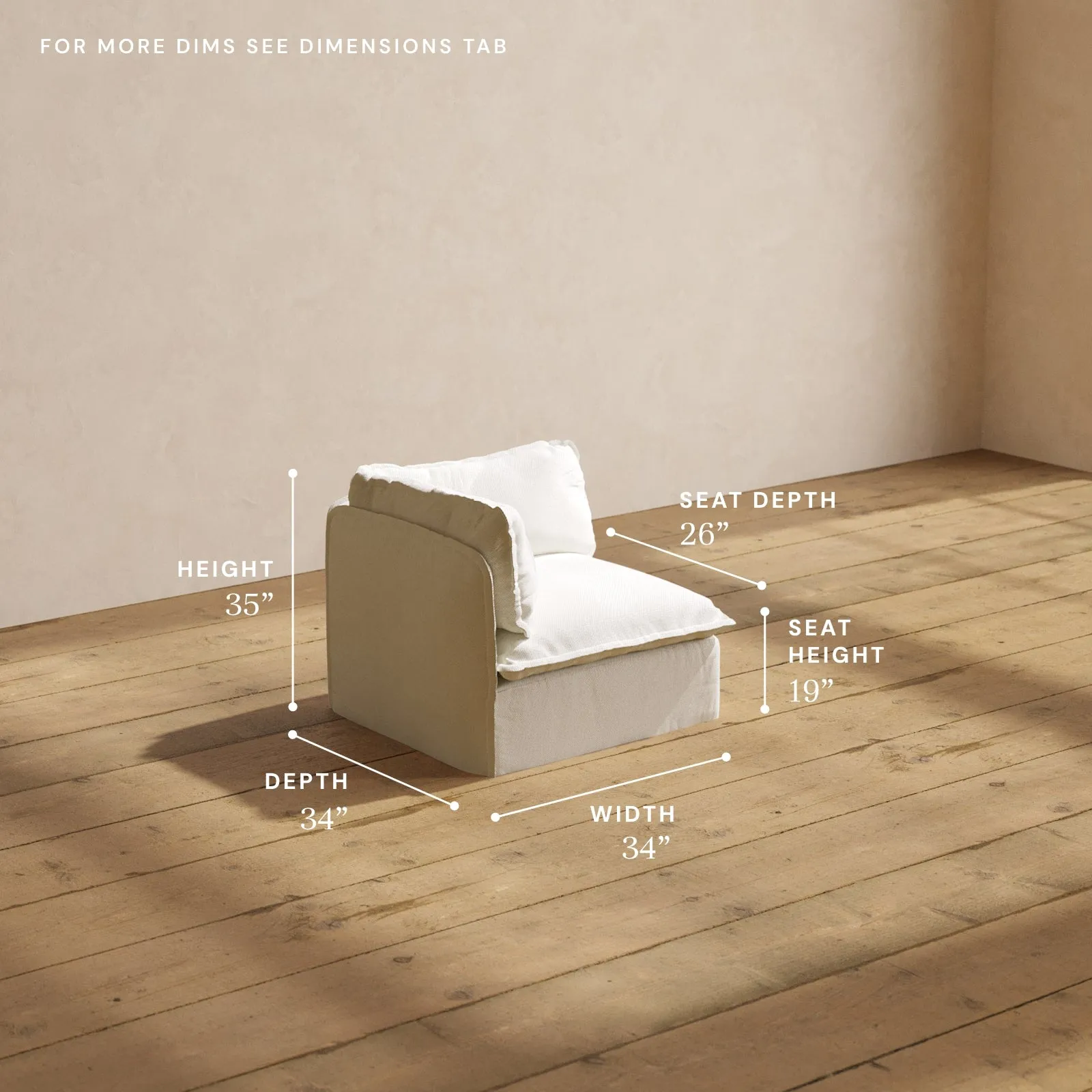 Modular Performance End Chair in Eggshell | Deluxe Blend
