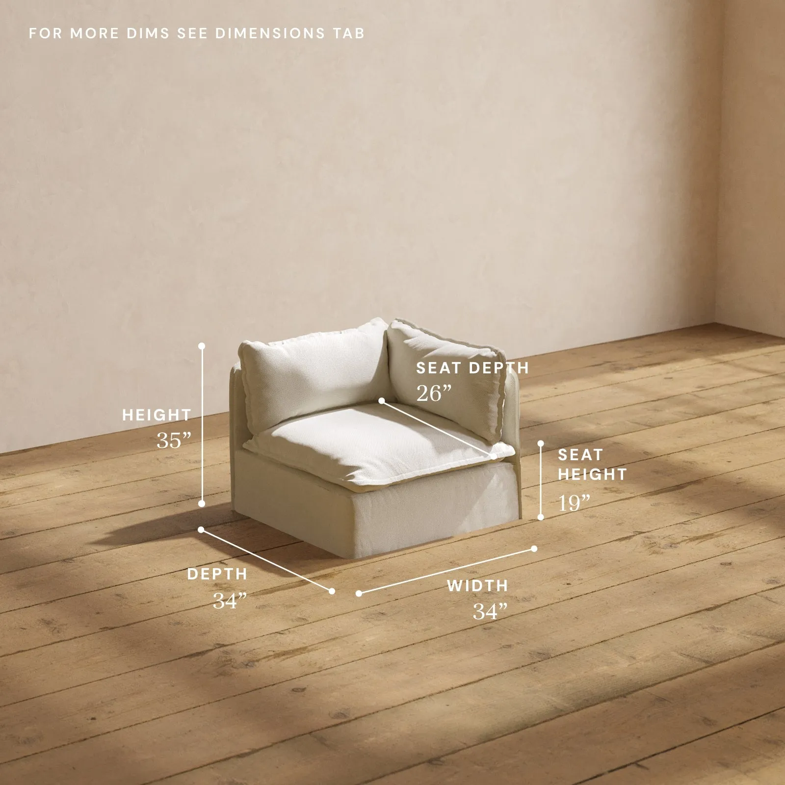 Modular Performance End Chair in Eggshell | Relaxed Blend