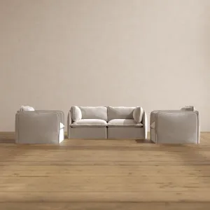 Modular Washable 2-Seater Sofa   Armchair Set in Mist | Deluxe  Seat | Cloud Pillow