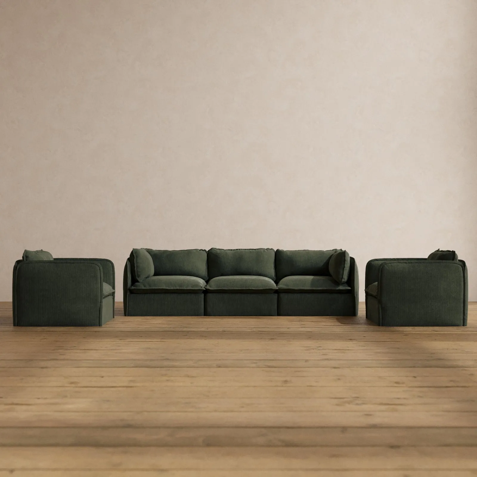 Modular Washable 3-Seater Sofa   Armchair Set in Olivine | Memorix  Seat | Contour Pillow