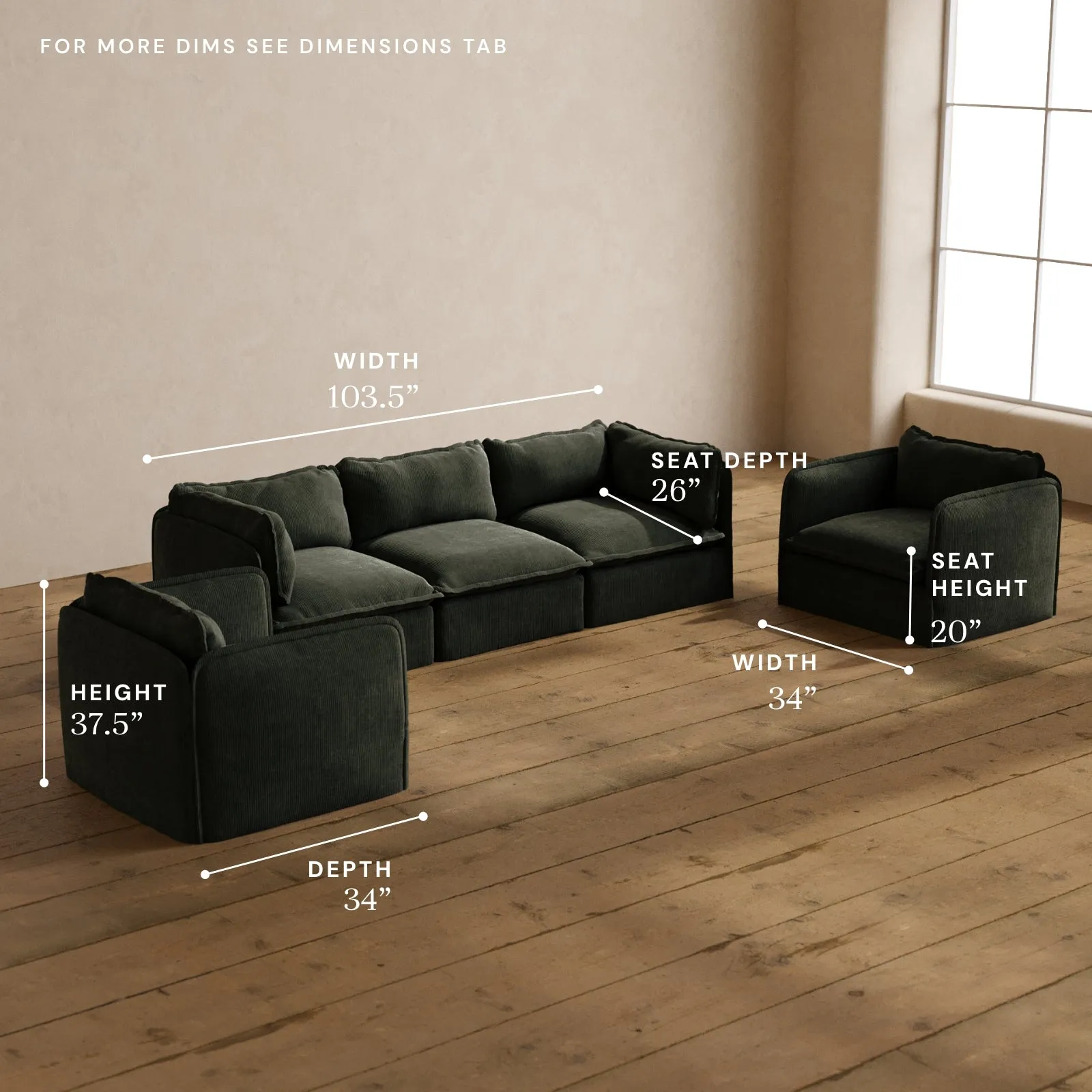 Modular Washable 3-Seater Sofa   Armchair Set in Olivine | Memorix  Seat | Contour Pillow