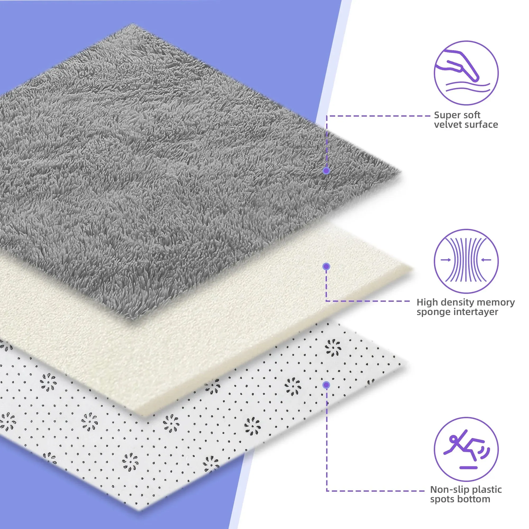 Nefoso NH81158 8' x 10' Soft Fluffy Shag Area Rug, Light Gray