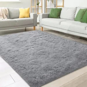 Nefoso NH81158 8' x 10' Soft Fluffy Shag Area Rug, Light Gray