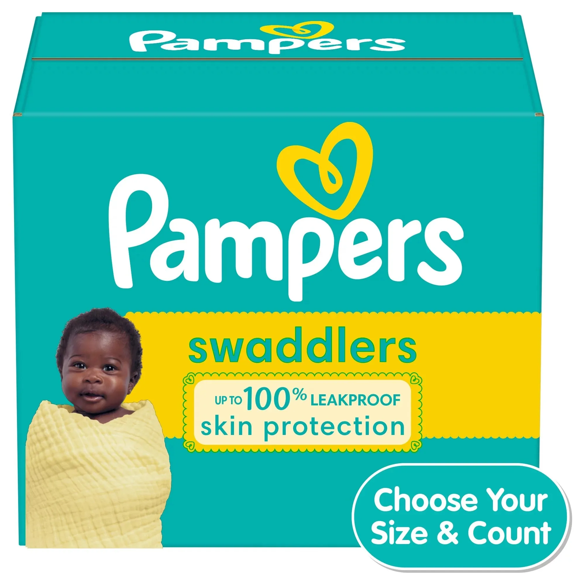 Pampers 160Ct Soft & Absorbent Swaddlers Diapers, Size 1