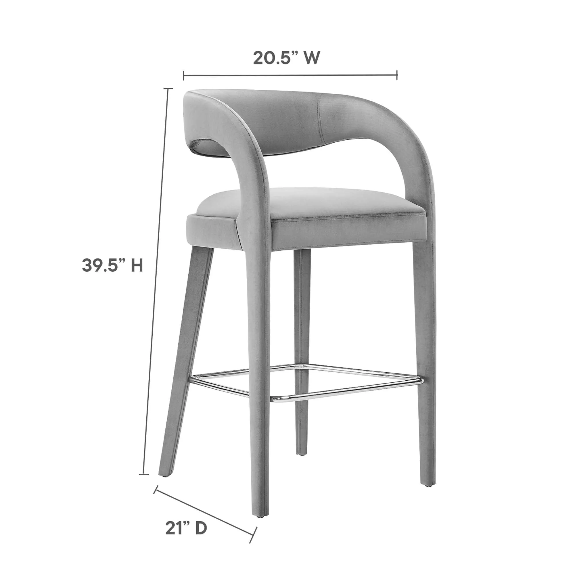 Pinnacle Performance Velvet Bar Stool Set of 2 by Modway