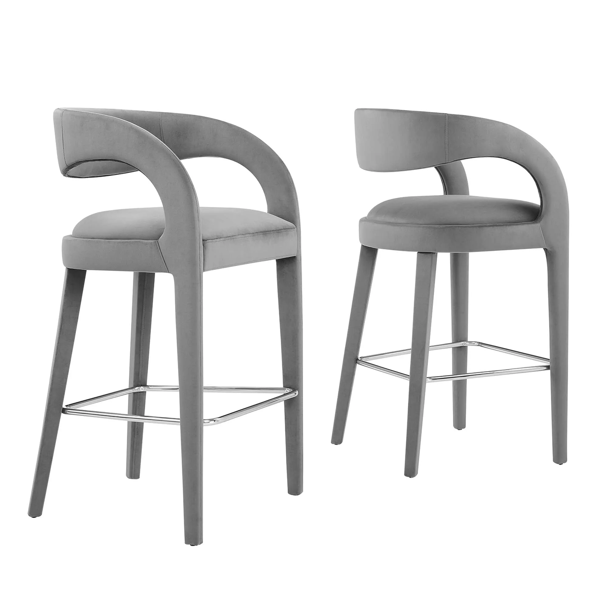 Pinnacle Performance Velvet Bar Stool Set of 2 by Modway