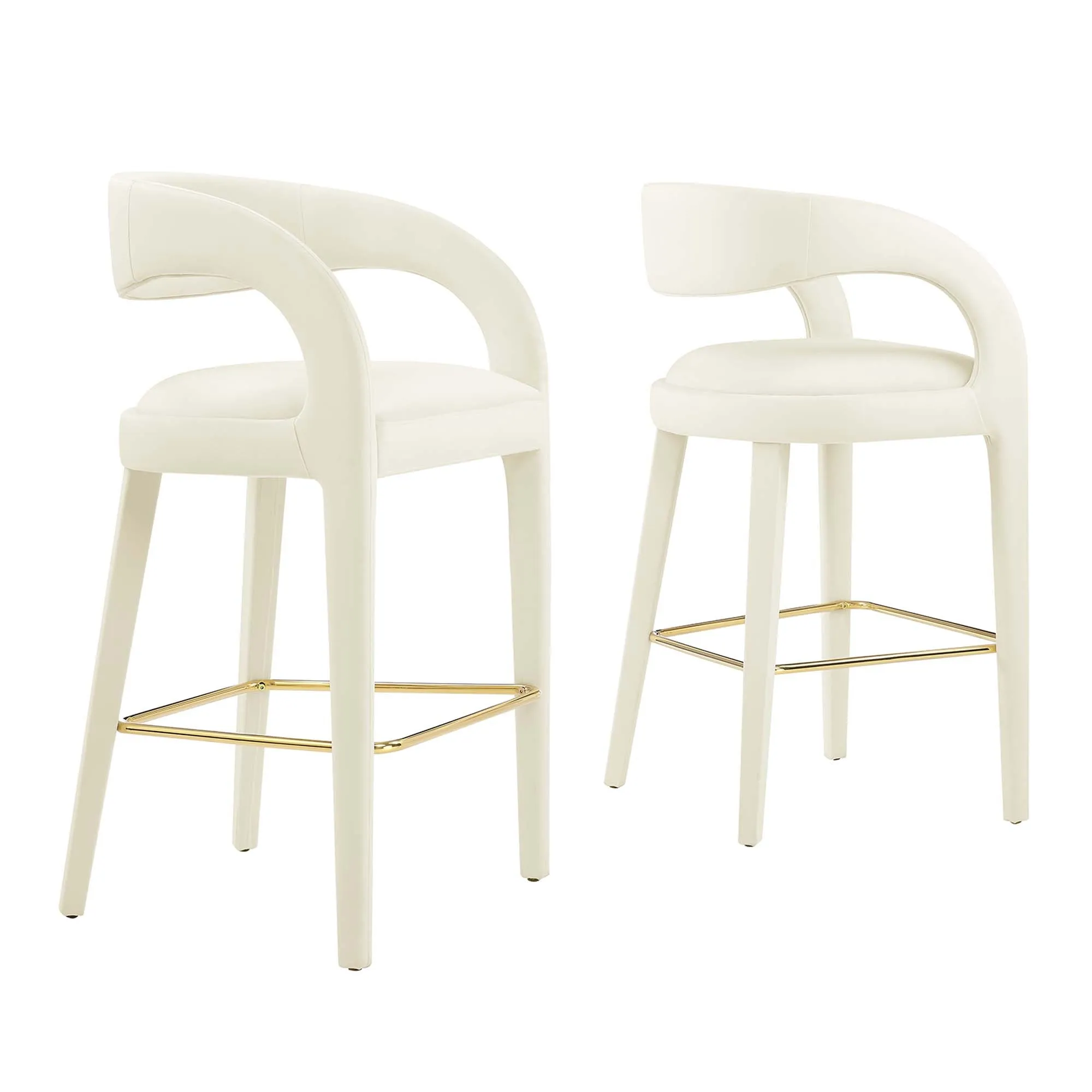 Pinnacle Performance Velvet Bar Stool Set of 2 by Modway