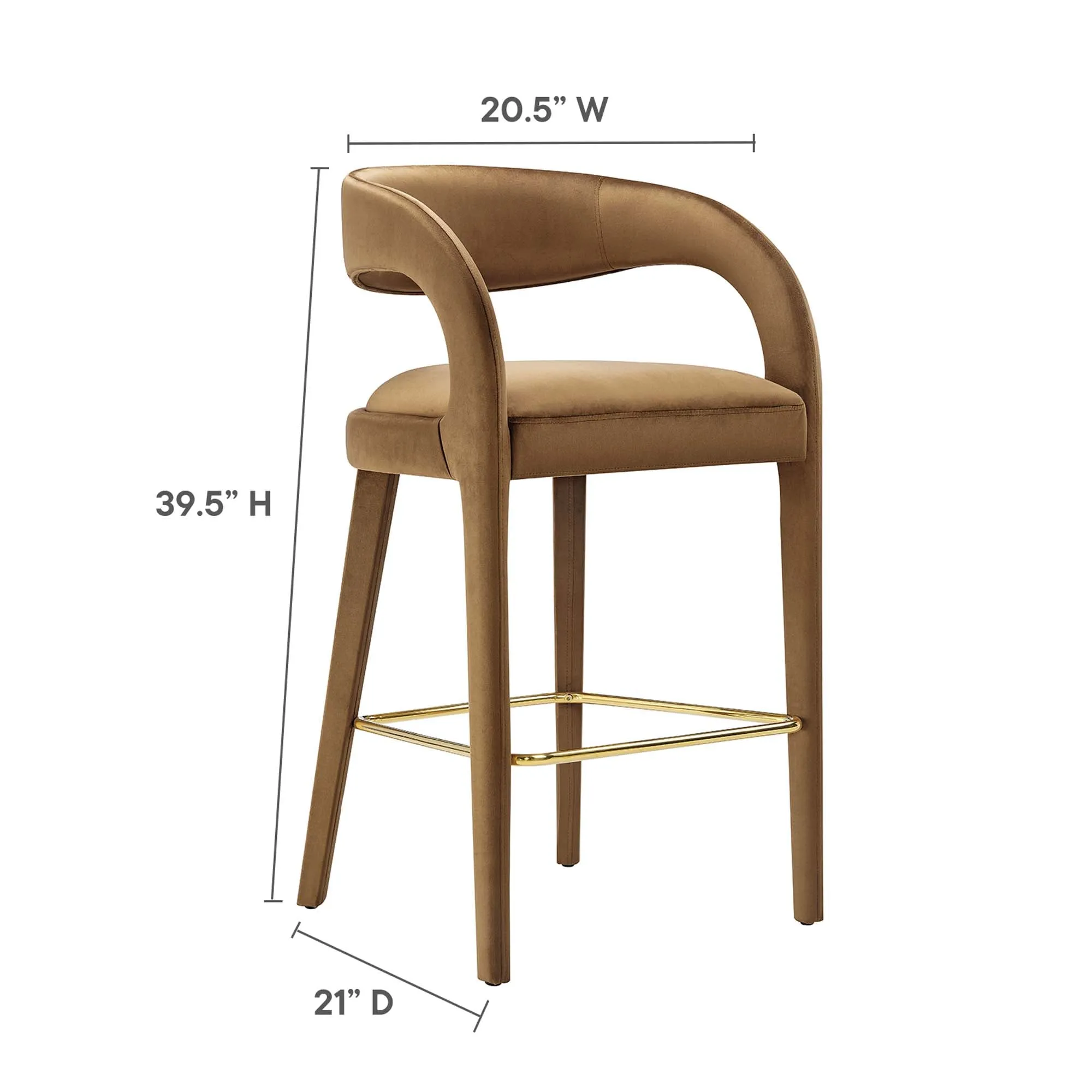 Pinnacle Performance Velvet Bar Stool Set of 2 by Modway