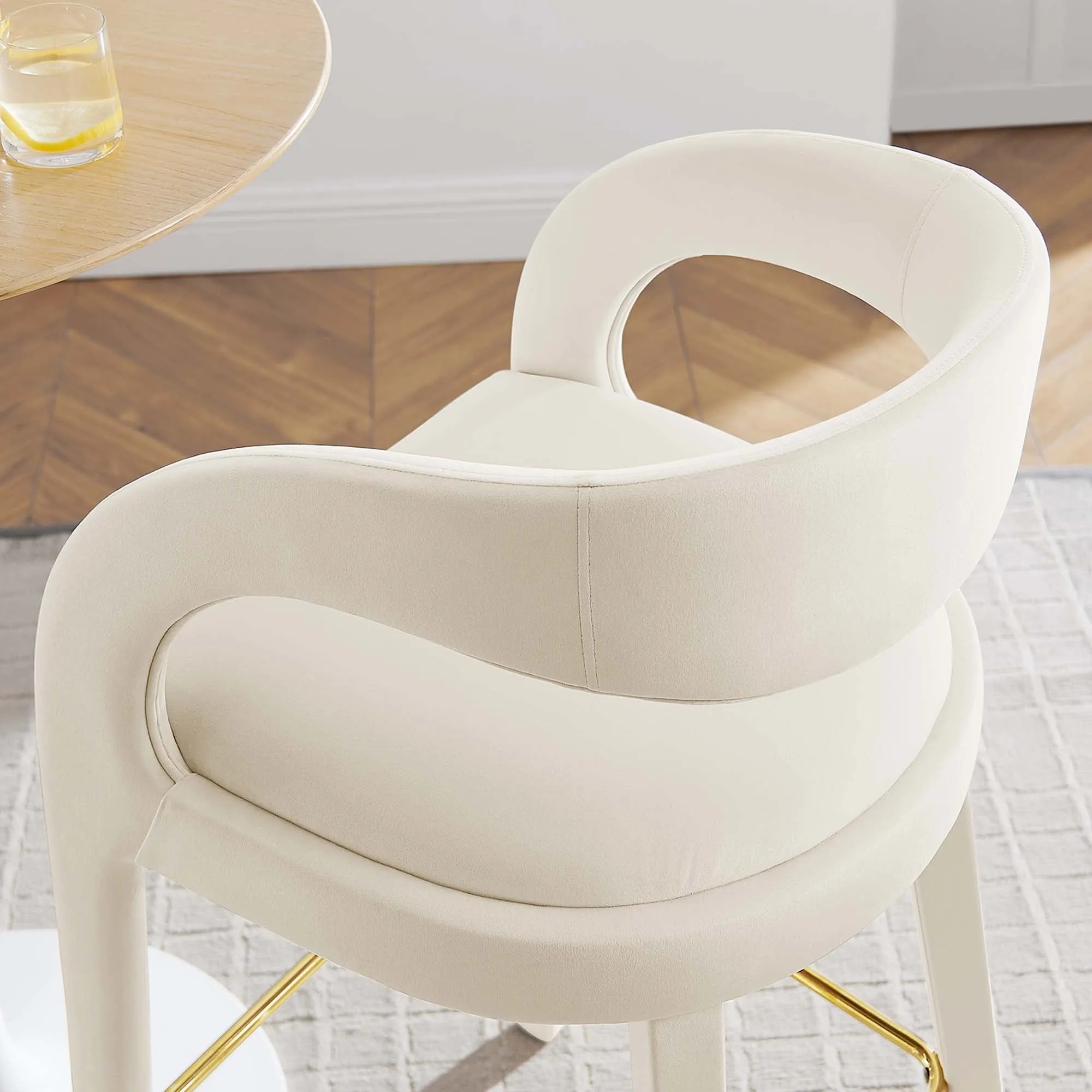 Pinnacle Performance Velvet Bar Stool Set of 2 by Modway