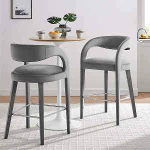 Pinnacle Performance Velvet Bar Stool Set of 2 by Modway