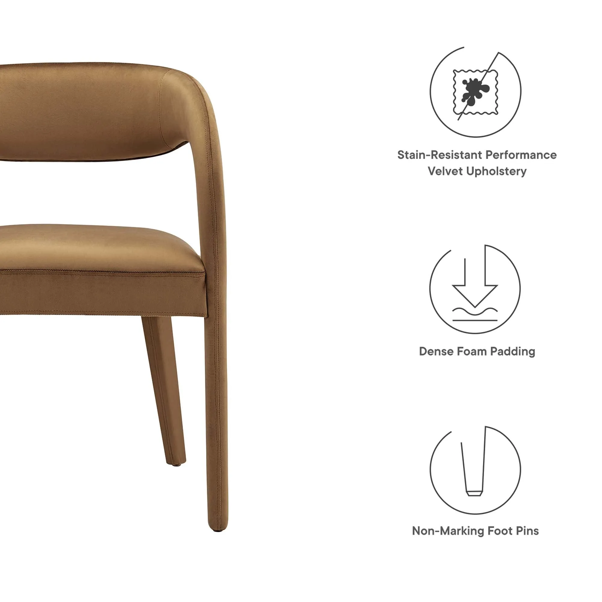 Pinnacle Performance Velvet Dining Chair Set of Two by Modway
