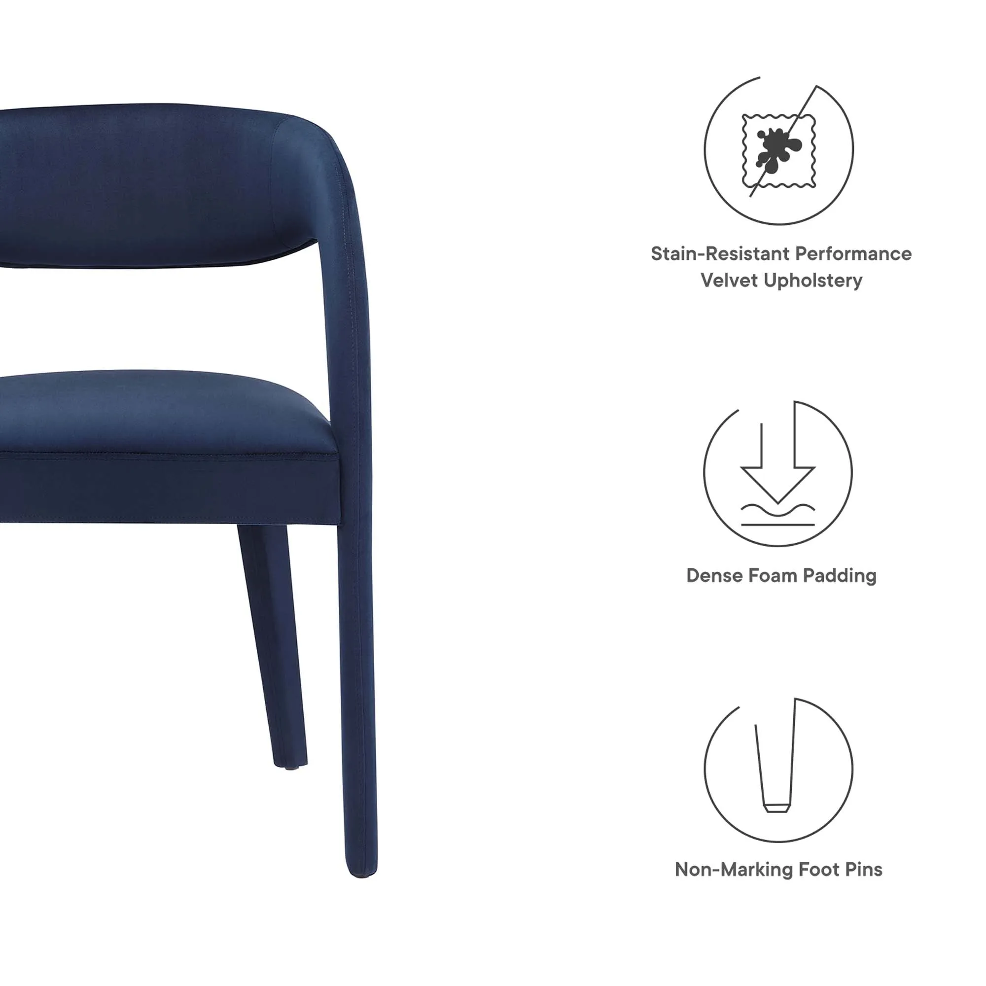 Pinnacle Performance Velvet Dining Chair Set of Two by Modway